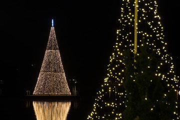 Floating christmas tree at lake Wörthersee/Carinthia