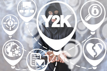 Y2K virus concept. Millennium bug cyber security.