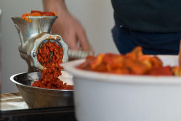 Grinding paprika for Ajvar