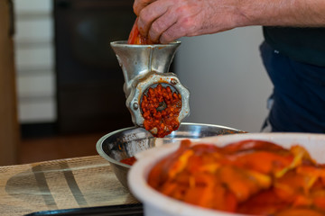 Grinding paprika for Ajvar
