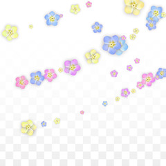 Colorful Vector Realistic Petals Falling on Transparent Background.  Spring Romantic Flowers Illustration. Flying Petals. Sakura Spa Design. Blossom Confetti. Design Elements for Wedding Decoration.