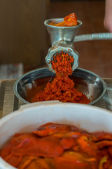 Grinding paprika for Ajvar