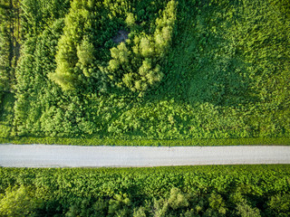 road and farmland aerial view