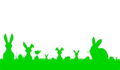 easter bunny silhouettes and easter eggs, banner and neat design element,free copy space, vector