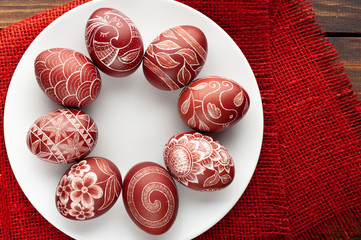 Still life with Pysanka, decorated Easter eggs - 249349925