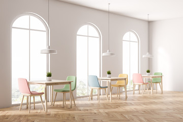 Arched cafe corner with tables