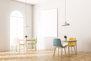 Arched cafe corner with poster