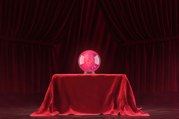 Red magic ball with galaxy inside