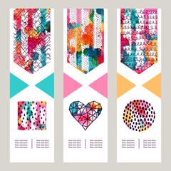 Template greeting cards or invitations. Freehand drawing with space for text