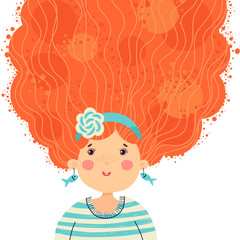 Template cards or invitations with a girl. Freehand drawing