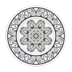Concept decorative plates with Mandala ornament patterns. Home decor background. Vector illustration.