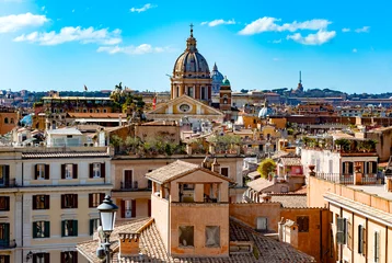 Foto op Canvas Uitzicht op de stad Rome vanaf de kerk Trinita dei Monti, Rome, Italië © peuceta