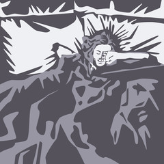 image of a girl in bed. morning. 