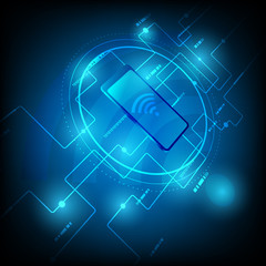 Vector Hi-tech Connection with mobile, wifi network, limitless of technology and smartphone concept idea. EPS10