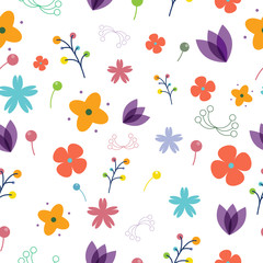 Fototapeta na wymiar colorful simple flower seamless pattern, Delicate floral background, natural color theme. editable color background.