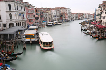 Fototapeta na wymiar passenger boat called VAPORETTO in the big canal in Venice with