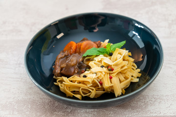 Home made Beef Bourguignon with Tagliatelle