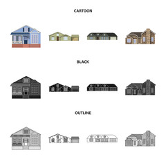 Vector illustration of building and front icon. Collection of building and roof stock symbol for web.