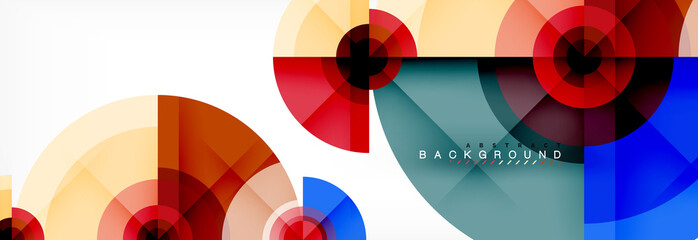 Obraz premium Minimal geometric circles and triangles abstract background, techno modern design, poster template