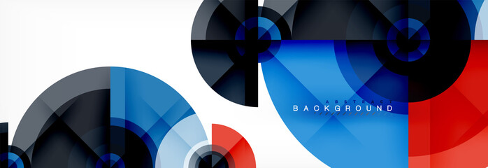 Obraz premium Minimal geometric circles and triangles abstract background, techno modern design, poster template