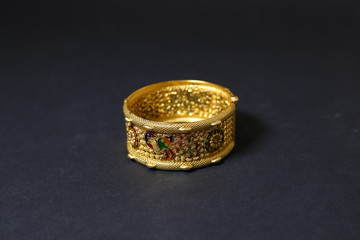 gold Bangle with diamonds