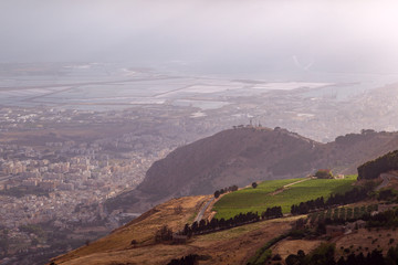 Panorama da Erice, Trapani, Sicilia, Italia