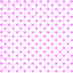 Vector seamless pattern with hearts and dots, romantic wallpaper, grunge background for mother's day or valentine's day, 8th march