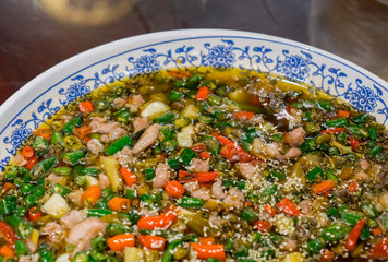 A large plate of delicious food，Fried Rabbit with Chili Pepper, Special Food of Chongqing, China