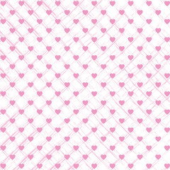Fototapeta premium Vector seamless pattern with hearts and dots, romantic wallpaper, grunge background for mother's day or valentine's day, 8th march