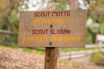 Boy Scout Oath on wooden sign - obrazy, fototapety, plakaty