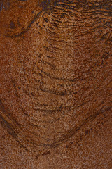 Ausschnitt Fassade aus verrostetem Corten Stahl mit verschiedenen Mustern, Strukturen und Texturen