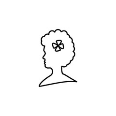woman head silhouette with flower outline icon. Signs and symbols can be used for web, logo, mobile app, UI, UX