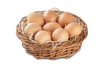 Chicken egg on a white background. Egg close-up for designers.