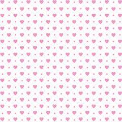 Vector seamless pattern with hearts and dots, romantic wallpaper, background for mother's day or valentine's day, 8th march