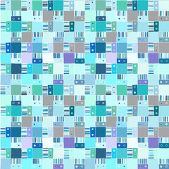 Seamless vector pattern. Textured geometrical drawn background with figures, squares, lines, rectangles. Print for background, wallpaper, packaging wrapping fabric Graphic abstract design