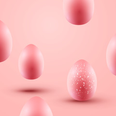 Fototapeta na wymiar Pink Pastel Floating Easter Eggs Background