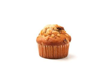 nuts cupcake muffin isolated on white background - obrazy, fototapety, plakaty