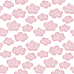 Hand Drawn Pattern. Cute Clouds Background. Endless Vector.