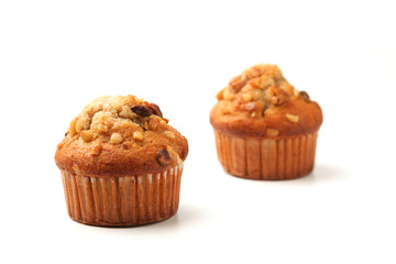 nuts cupcakes muffins isolated on white background