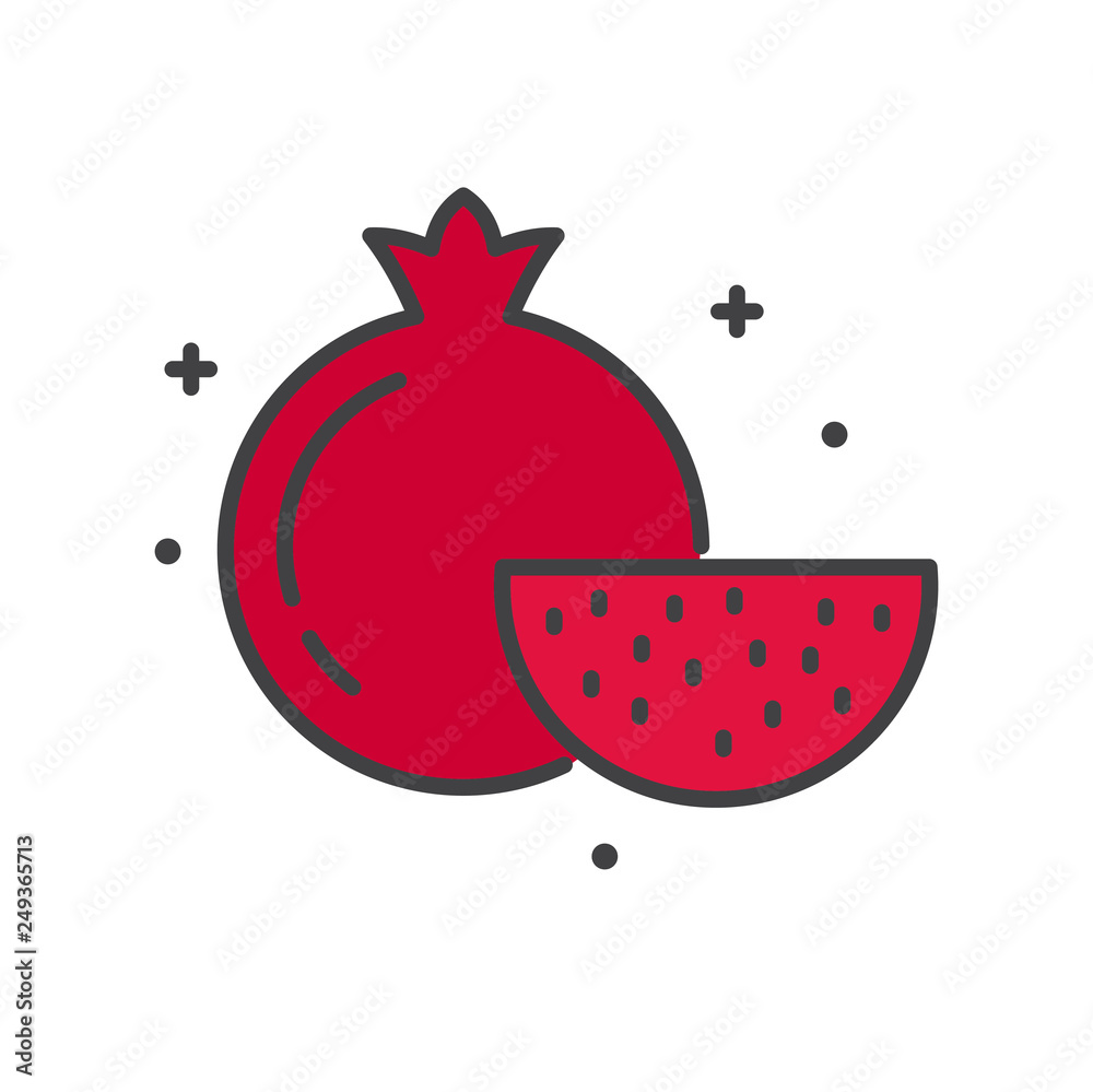 Poster pomegranate line icon on white background for graphic and web design, modern simple vector sign. int