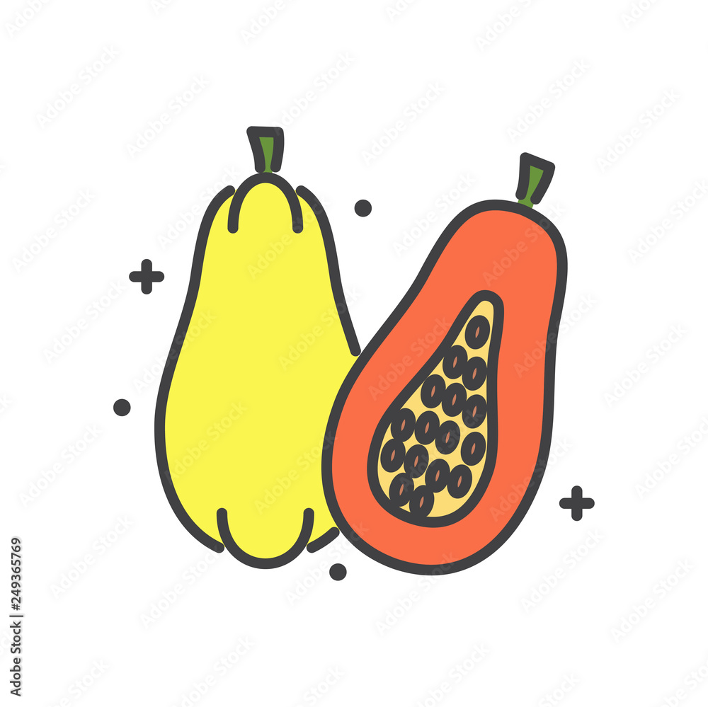 Poster papaya icon on white background for graphic and web design, modern simple vector sign. internet conc