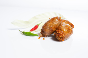 Thai East sausage on white background