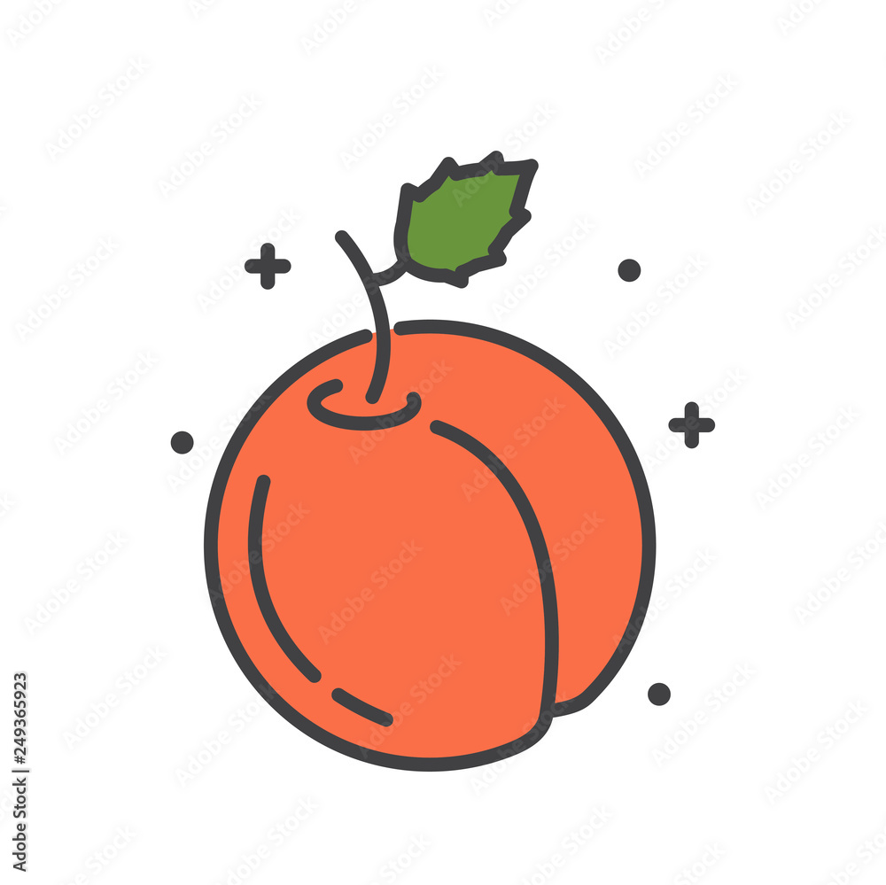 Poster peach icon on white background for graphic and web design, modern simple vector sign. internet conce