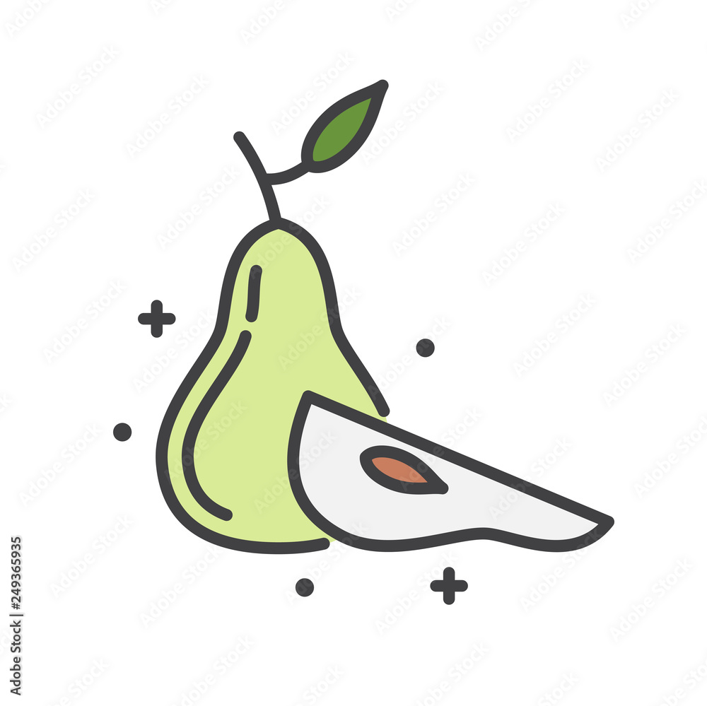 Poster pear line icon on white background for graphic and web design, modern simple vector sign. internet c