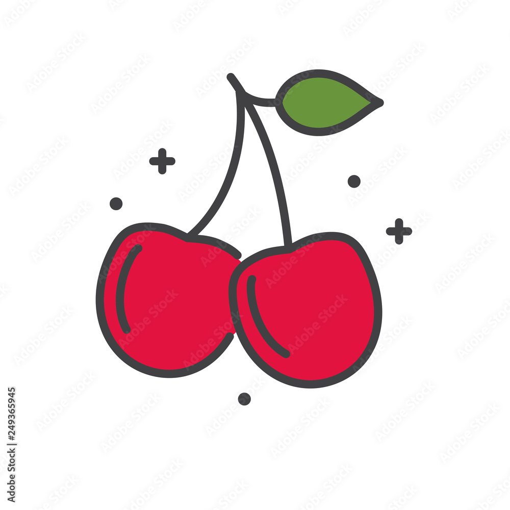 Poster cherry line icon on white background for graphic and web design, modern simple vector sign. internet