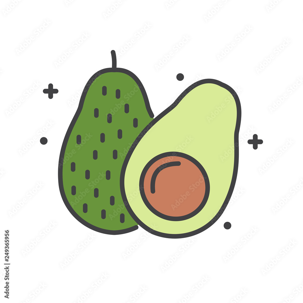 Poster avocado line icon on white background for graphic and web design, modern simple vector sign. interne