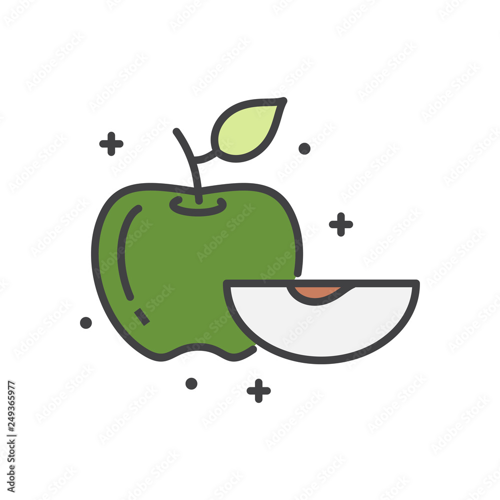 Poster apple line icon on white background for graphic and web design, modern simple vector sign. internet 