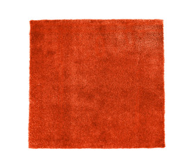 Artificial grass carpet on white background, top view. Exterior element