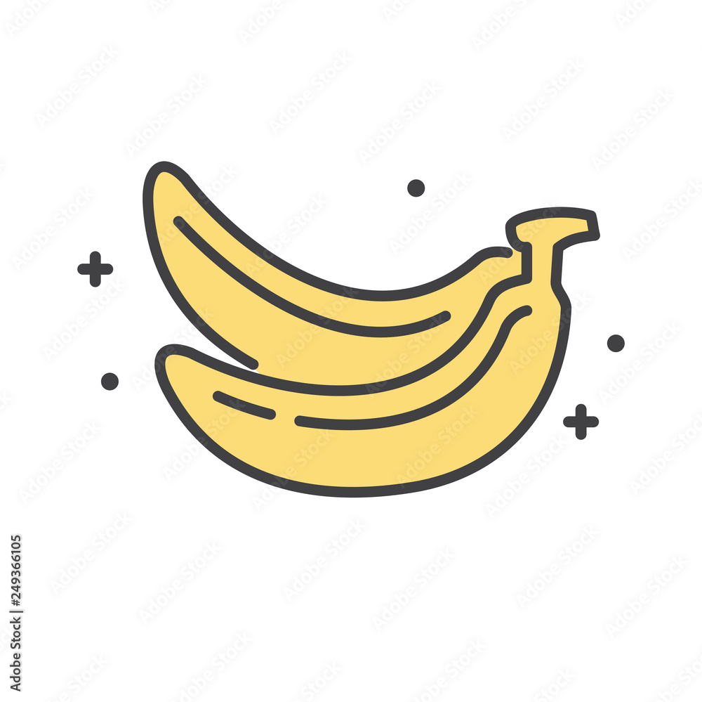 Poster banana icon on white background for graphic and web design, modern simple vector sign. internet conc