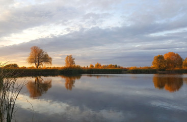 Warm evening on the quiet lake
